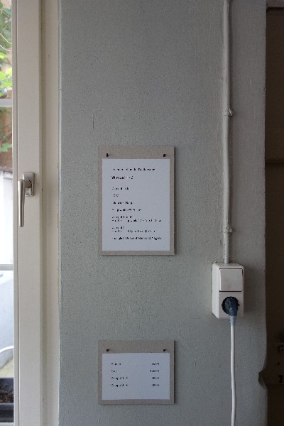 Werkdaten-Schild zu Wimpel 1 - 3 und Preisschild Ansicht